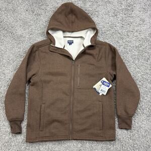 Smiths Workwear Mens Sweater Thermal Hooded Sherpa Lined Full Zip Brown Size M